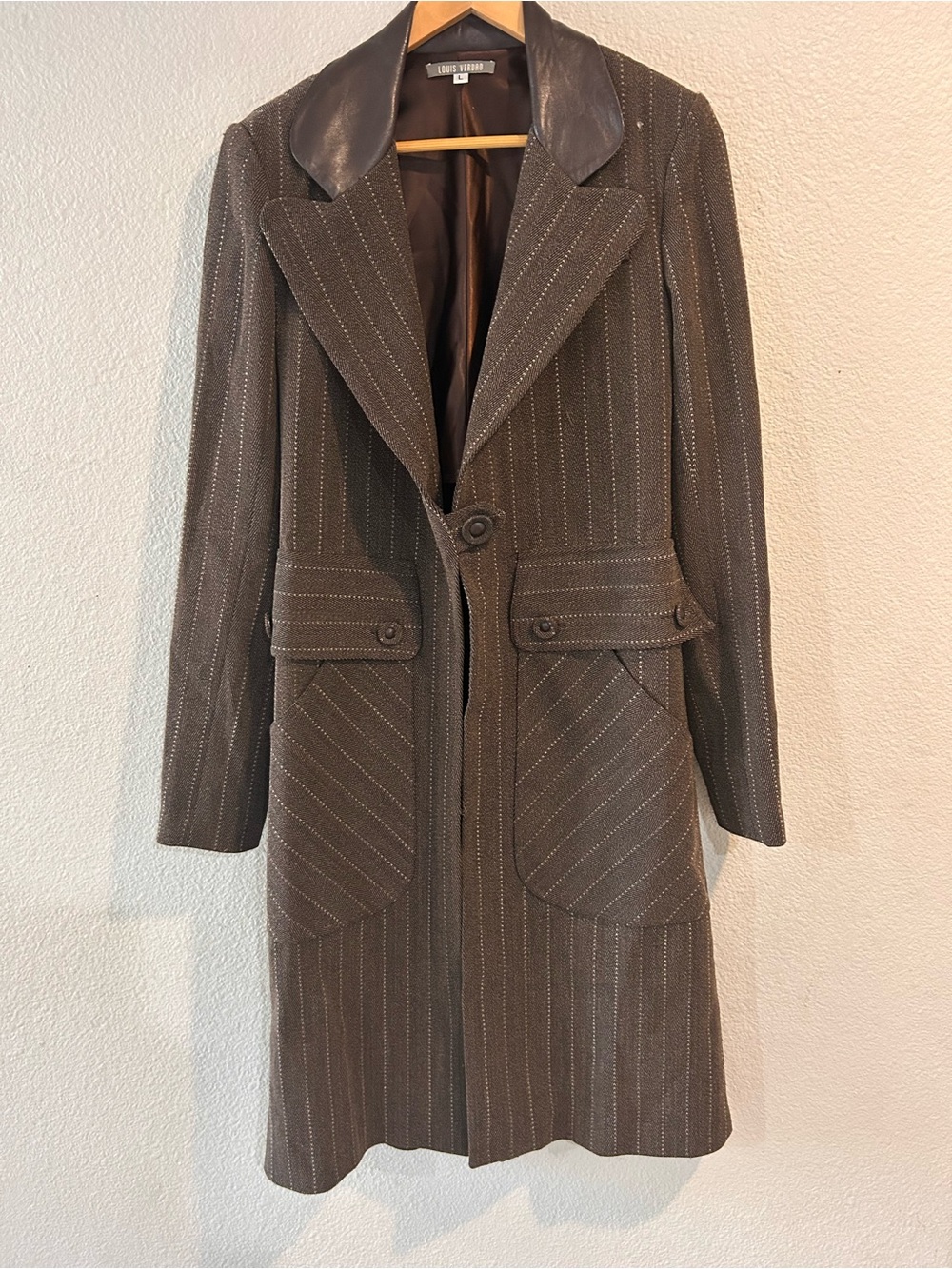 vintage Louis Verdad Pinstripe Suit Trench Coat.